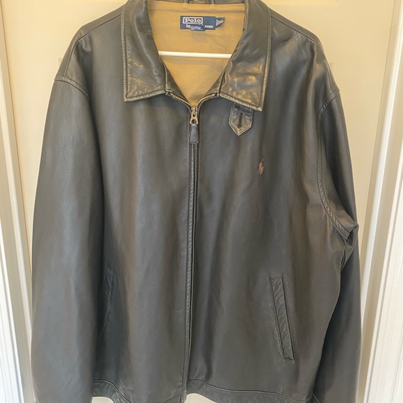 black polo leather jacket
